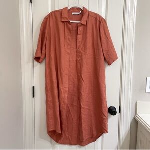 MASAI Copenhagen 100% Linen Shirt Dress Rust Orange Size S NWOT